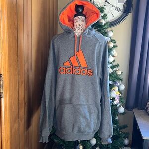 Adidas Men’s hoodie size XL. Grey and orange.
